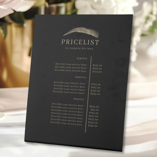 Minimal Elegant Eyebrow Salon Pricelist Reclamebord Met Voetstuk
