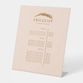 Minimal Elegant Eyebrow Salon Pricelist Reclamebord Met Voetstuk (Voorkant)