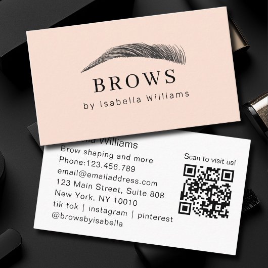 Minimal Elegant Eyebrow Salon QR-Code Visitekaartje