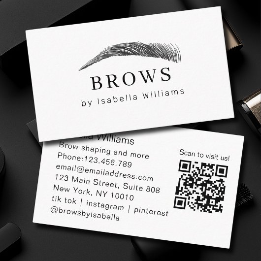 Minimal Elegant Eyebrow Salon QR-Code Visitekaartje