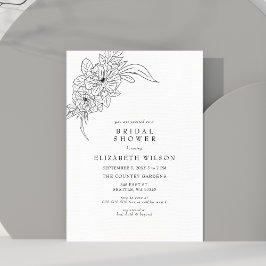Minimal Elegant Floral Sketch Vrijgezellenfeest Kaart