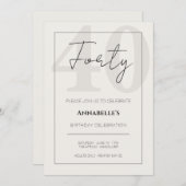 Minimal Elegant Forty 40th Birthday Celebration  Kaart (Voorkant / Achterkant)