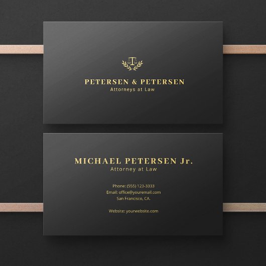 Minimal elegant gold logo attorney at law visitekaartje