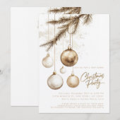 Minimal Elegant Gouden Ornamenten Baubles Kerst Kaart (Voorkant / Achterkant)