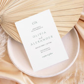 Minimal Elegant Green Monogram Wedding Invitation Kaart