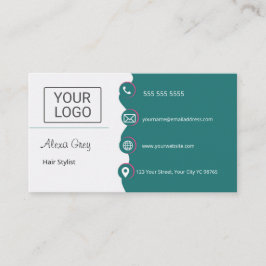 Minimal Elegant Green Pink Hair Stylist  Visitekaartje