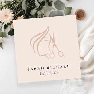 Minimal Elegant Haarstylist Blush Hair Scissor Vierkante Visitekaartje