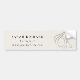 Minimal Elegant Haarstylist Ivoor Hair Scissor Bumpersticker