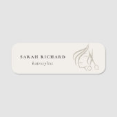 Minimal Elegant Haarstylist Ivoor Hair Scissor Naamplaatje (Voorkant)