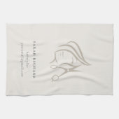 Minimal Elegant Haarstylist Ivoor Hair Scissor Theedoek (Horizontaal)