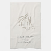 Minimal Elegant Haarstylist Ivoor Hair Scissor Theedoek (Verticaal)