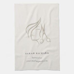 Minimal Elegant Haarstylist Ivoor Hair Scissor Theedoek