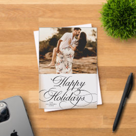 Minimal Elegant Holiday 1 Photo Christmas Card Acryl Uitnodigingen