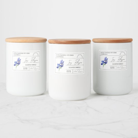Minimal Elegant Iris Kaars Jar Label Voedselcontainer Etiket (Flessen)