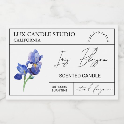 Minimal Elegant Iris Kaars Jar Label Voedselcontainer Etiket (Enkel label)