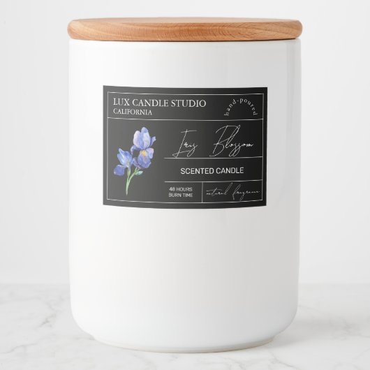 Minimal Elegant Iris Kaars Jar Label Voedselcontainer Etiket (Voorkant)