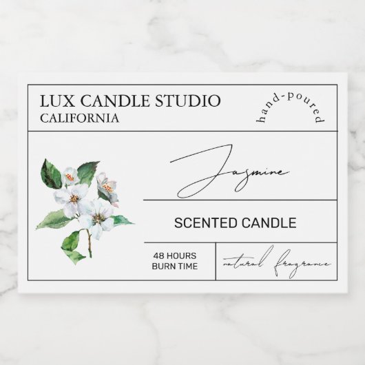 Minimal Elegant Jasmine Kaarsenpot Label Voedselcontainer Etiket (Enkel label)