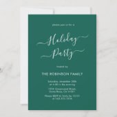 Minimal Elegant Kalligrafie Green Holiday Party Kaart (Voorkant)
