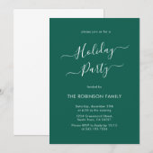 Minimal Elegant Kalligrafie Green Holiday Party Kaart (Voorkant / Achterkant)