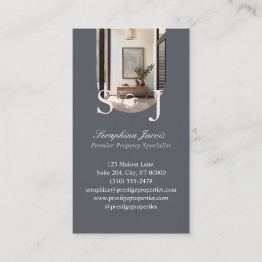 Minimal Elegant Key Monogram Stylish Arch Photo Visitekaartje (Achterkant)