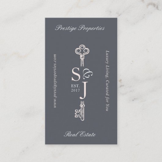 Minimal Elegant Key Monogram Stylish Arch Photo Visitekaartje (Voorkant)