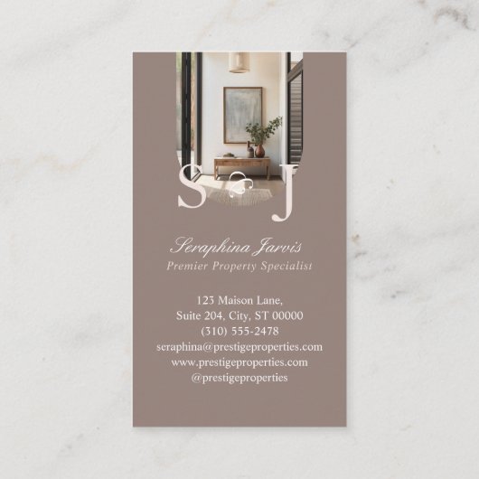 Minimal Elegant Key Monogram Stylish Arch Photo Visitekaartje (Achterkant)