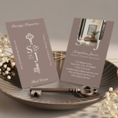 Minimal Elegant Key Monogram Stylish Arch Photo Visitekaartje