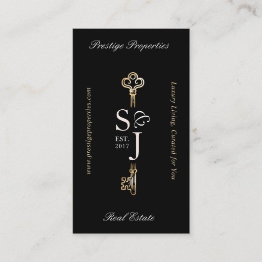 Minimal Elegant Key Monogram Stylish Arch Photo Visitekaartje (Voorkant)