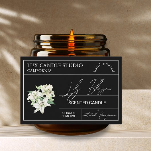 Minimal Elegant Lily Candle Jar Label Voedselcontainer Etiket