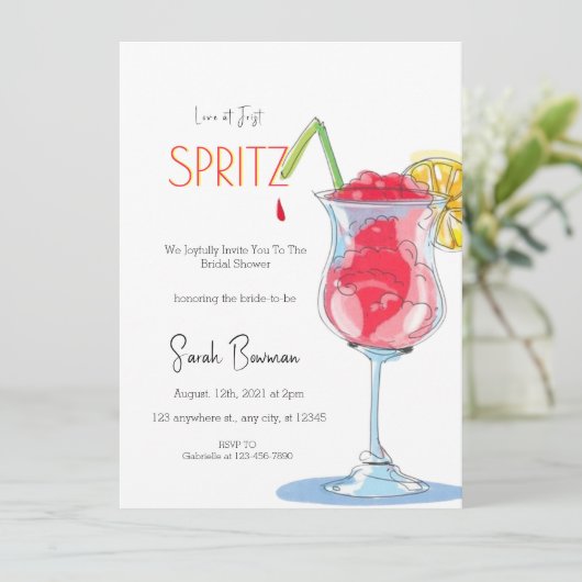 Minimal Elegant Love bij First Spritz Vrijgezellen Kaart (Staand voorkant)