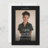 Minimal Elegant Monogram Black Graduation Photo Aankondiging (Voorkant)