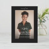 Minimal Elegant Monogram Black Graduation Photo Aankondiging (Staand voorkant)