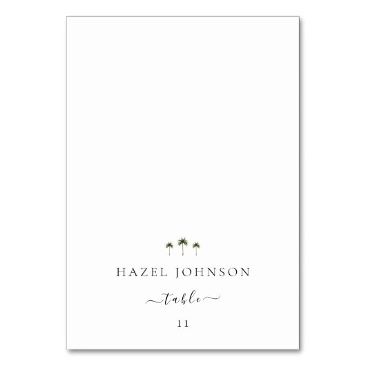 Minimal Elegant Palm Tree Wedding Place Cards Kaart (Voorkant)