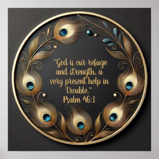 Minimal Elegant Peacock Feathers Bijbelvers Poster (Voorkant)