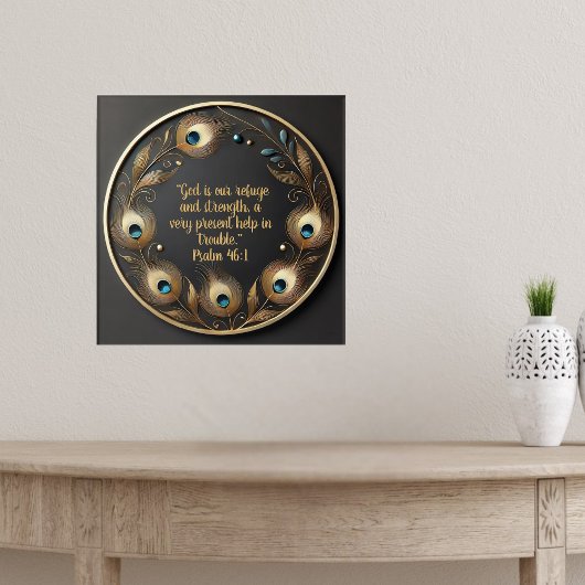 Minimal Elegant Peacock Feathers Bijbelvers Poster