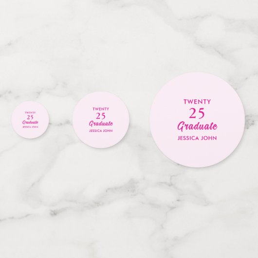 Minimal Elegant Pink klasse van 2025 afstuderen Confetti (Voorkanten)