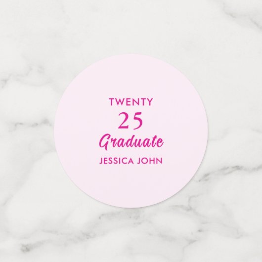 Minimal Elegant Pink klasse van 2025 afstuderen Confetti (Kleine voorkant)
