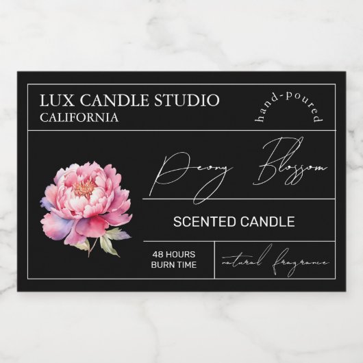 Minimal Elegant Pioen Kaars Jar Label Voedselcontainer Etiket (Enkel label)