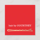 Minimal Elegant Red Dark Grey Faux Gold Bobby Pin Vierkante Visitekaartje (Voorkant)