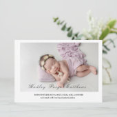 Minimal Elegant Script Baby Girl Arrival Card Aankondiging (Staand voorkant)