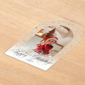 Minimal Elegant Script Christmas Card Arch Photo Acryl Uitnodigingen (Laagn)