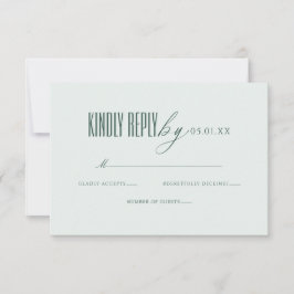 Minimal Elegant Script Green QR Code Wedding RSVP