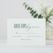 Minimal Elegant Script Green QR Code Wedding RSVP Kaartje (Staand voorkant)