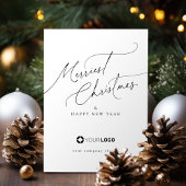 Minimal Elegant Script Merriest Christmas Company Feestdagenkaart