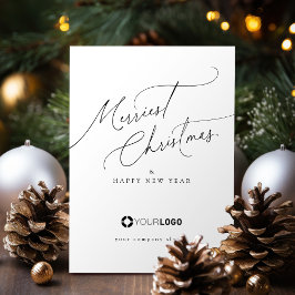 Minimal Elegant Script Merriest Christmas Company Feestdagenkaart