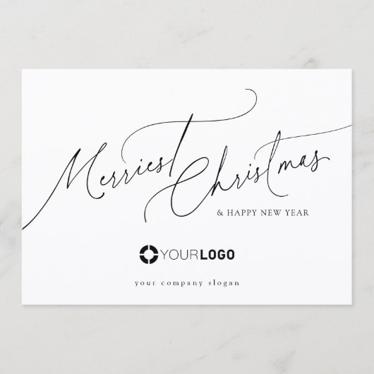 Minimal Elegant Script Merriest Christmas Company Feestdagenkaart (Voorkant)