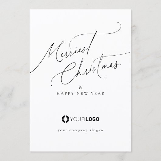 Minimal Elegant Script Merriest Christmas Company Feestdagenkaart (Voorkant)