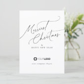 Minimal Elegant Script Merriest Christmas Company Feestdagenkaart (Staand voorkant)