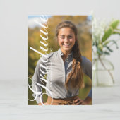 Minimal Elegant Script Photo Graduation Aankondiging (Staand voorkant)