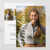 Minimal Elegant Script Photo Graduation Aankondiging (Voorkant / Achterkant)